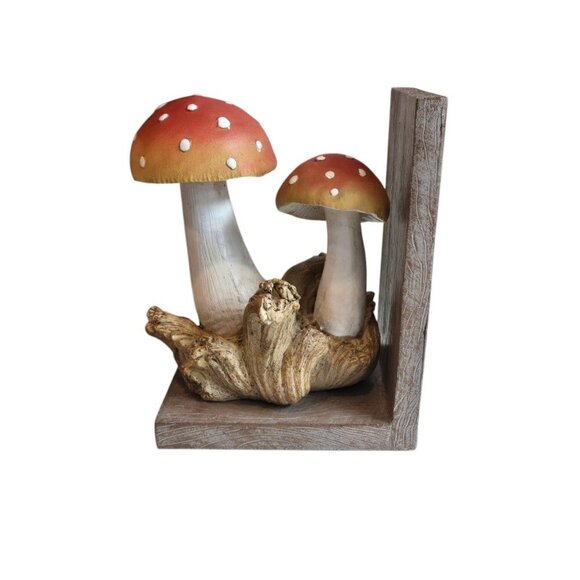 New Orange / Red Trippy Nature Mushroom Decorative Bookend Book Rest Decor - Picture 3 of 3